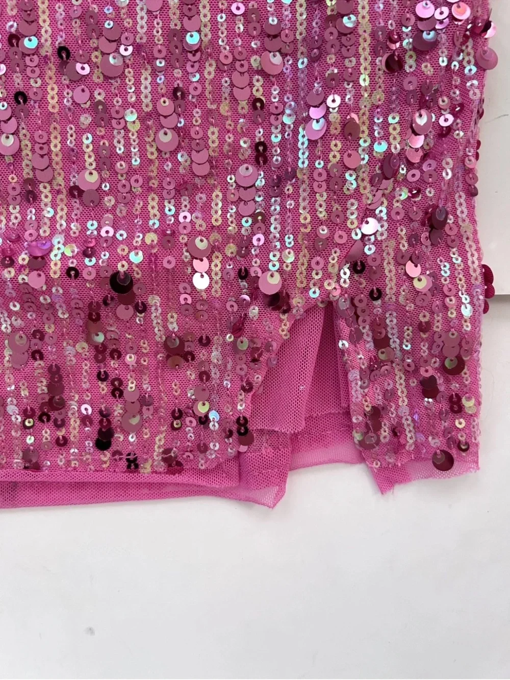 Free People Midnight Kiss Pink Sequin Mini Slipdress NWT Size Small
